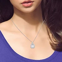 Limited Quantities! Womens Lab Created White Sapphire Sterling Silver 18 Inch Pendant Necklace