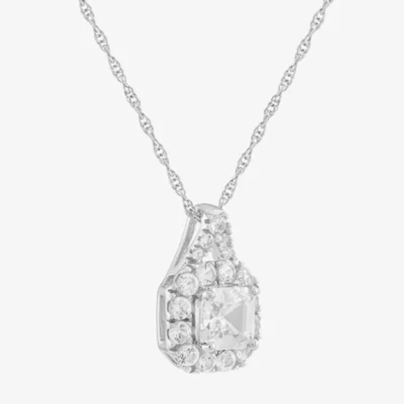 Limited Quantities! Womens Lab Created White Sapphire Sterling Silver 18 Inch Pendant Necklace