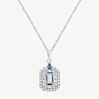 Limited Quantities! Womens Genuine Blue Aquamarine Sterling Silver 18 Inch Pendant Necklace