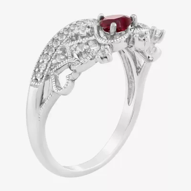 Limited Quantities! Womens Lab Created Red Ruby Sterling Silver Cocktail Ring