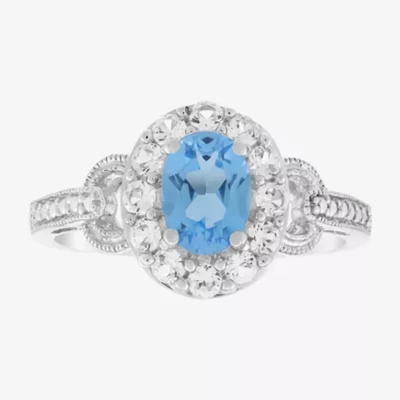 Limited Quantities! Womens Genuine Blue Topaz Sterling Silver Cocktail Ring