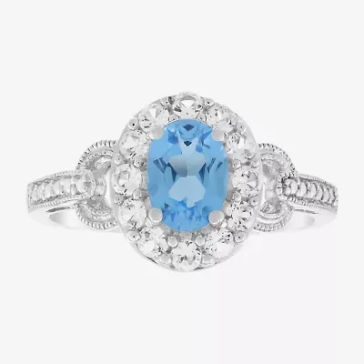 Limited Quantities! Womens Genuine Blue Topaz Sterling Silver Cocktail Ring