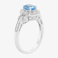 Limited Quantities! Womens Genuine Blue Topaz Sterling Silver Cocktail Ring