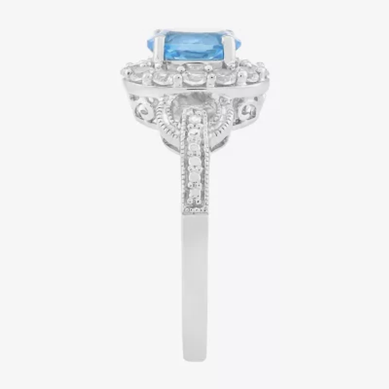 Limited Quantities! Womens Genuine Blue Topaz Sterling Silver Cocktail Ring