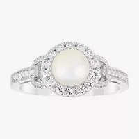 Limited Quantities! Womens 6mm Genuine White Cultured Freshwater Pearl Sterling Silver Cocktail Ring