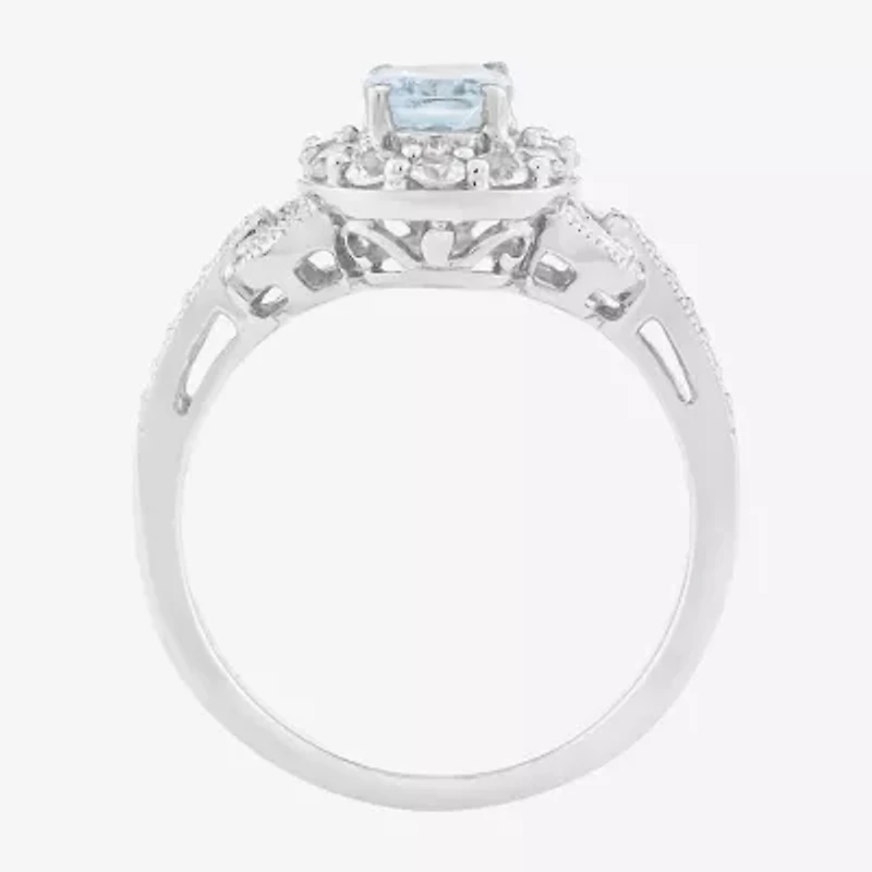 Limited Quantities! Womens Genuine Blue Aquamarine Sterling Silver Cocktail Ring