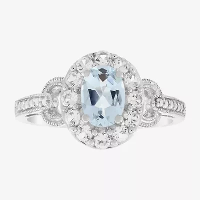 Limited Quantities! Womens Genuine Blue Aquamarine Sterling Silver Cocktail Ring