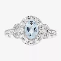 Limited Quantities! Womens Genuine Blue Aquamarine Sterling Silver Cocktail Ring