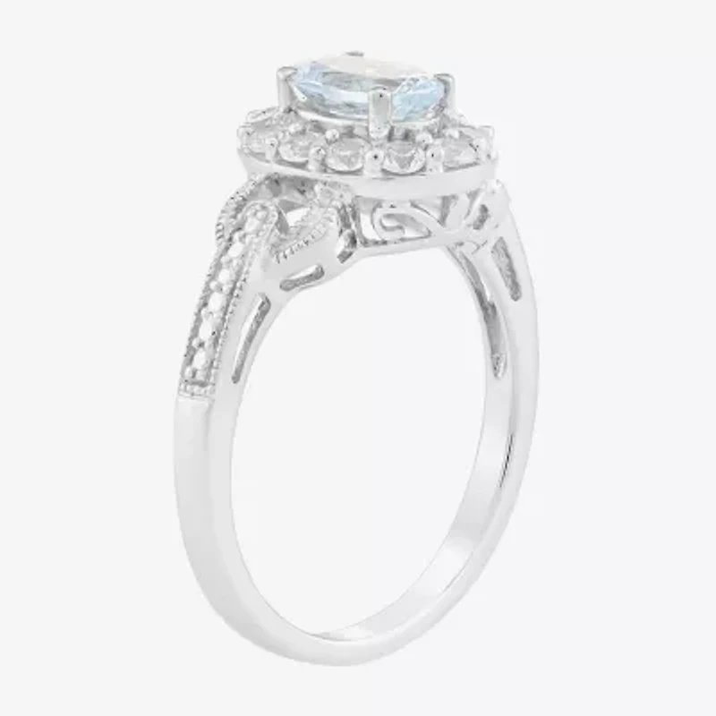 Limited Quantities! Womens Genuine Blue Aquamarine Sterling Silver Cocktail Ring