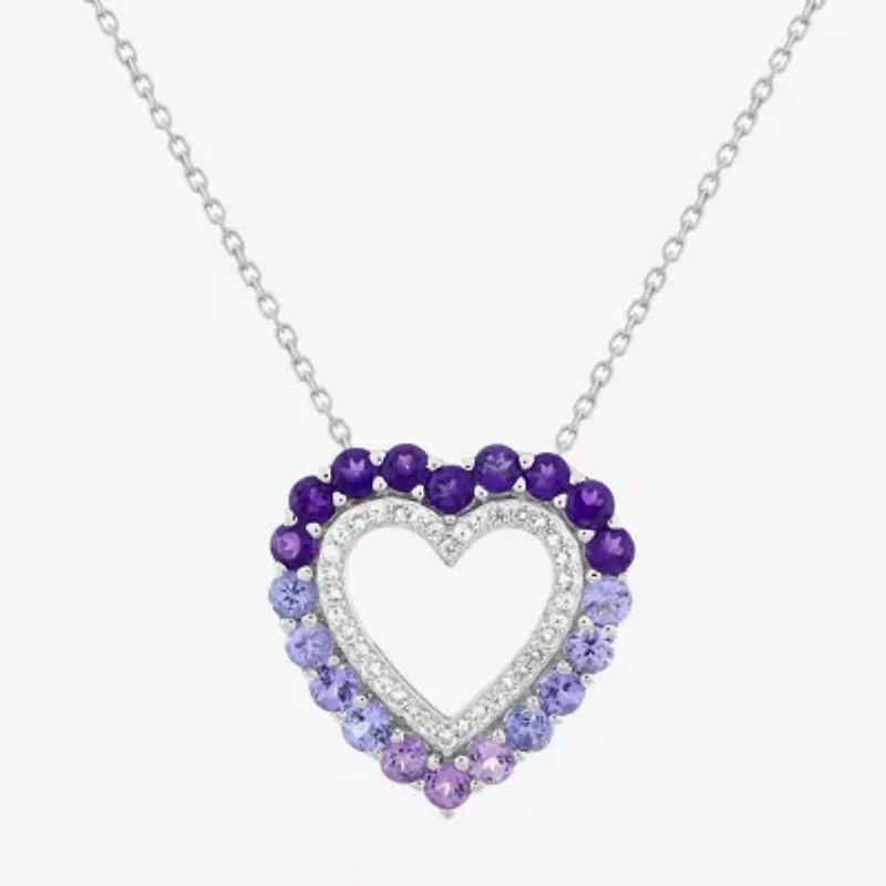 Limited Quantities! Womens Genuine Purple Amethyst Sterling Silver Heart 18 Inch Pendant Necklace