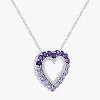 Limited Quantities! Womens Genuine Purple Amethyst Sterling Silver Heart 18 Inch Pendant Necklace