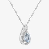 Limited Quantities! Womens Genuine Blue Aquamarine Sterling Silver Pear 18 Inch Pendant Necklace
