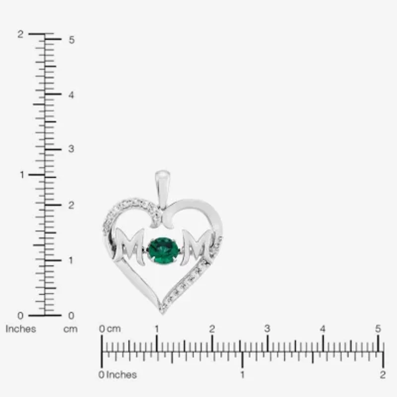Limited Quantities! Womens Lab Created Green Emerald Sterling Silver Heart 20 Inch Pendant Necklace