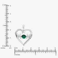 Limited Quantities! Womens Lab Created Green Emerald Sterling Silver Heart 20 Inch Pendant Necklace