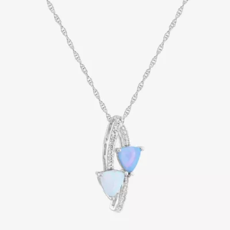 Limited Quantities! Womens Lab Created White Opal Sterling Silver 18 Inch Pendant Necklace