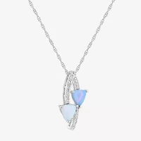 Limited Quantities! Womens Lab Created White Opal Sterling Silver 18 Inch Pendant Necklace