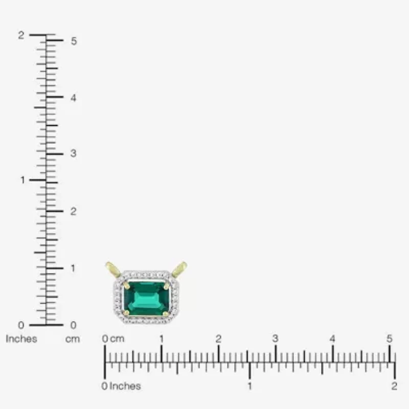 Limited Quantities! Womens Lab Created Green Emerald 14K Gold Over Silver 18 Inch Pendant Necklace