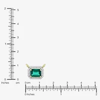 Limited Quantities! Womens Lab Created Green Emerald 14K Gold Over Silver 18 Inch Pendant Necklace