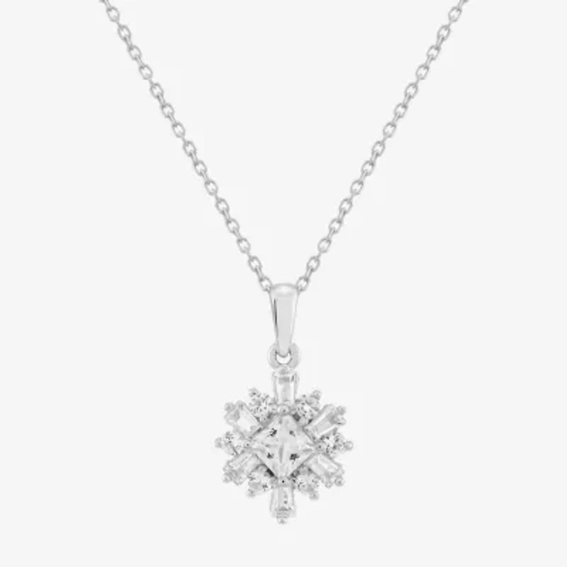 Limited Quantities! Womens Lab Created White Sapphire Sterling Silver 18 Inch Pendant Necklace