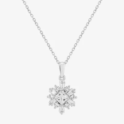 Limited Quantities! Womens Lab Created White Sapphire Sterling Silver 18 Inch Pendant Necklace