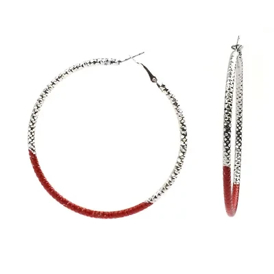 Mixit Silver Tone Womens 69.8mm Hoop Earrings