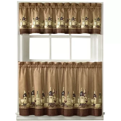 CHF Wines 3-pc. Rod Pocket Kitchen Curtains & Drapes Window Set