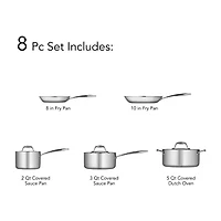 Tramontina Gourmet 8-pc. Tri-Ply Clad 18/10 Stainless Steel Induction-Ready Cookware Set