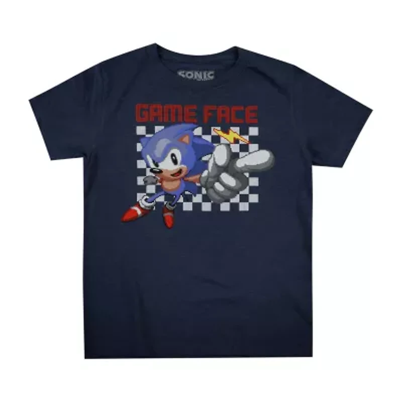 Little & Big Kid Boys Crew Neck Short Sleeve Regular Fit Sonic the Hedgehog Graphic T-Shirt