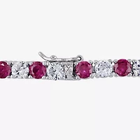 Womens Lab Created Red Ruby Sterling Silver 7.25 Inch Tennis Bracelet