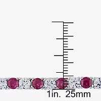 Womens Lab Created Red Ruby Sterling Silver 7.25 Inch Tennis Bracelet