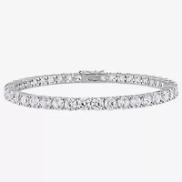 Womens Lab Created White Sapphire Sterling Silver 7.25 Inch Tennis Bracelet