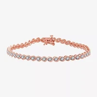 Womens 1 CT. T.W. Natural White Diamond 10K Rose Gold 7.5 Inch Tennis Bracelet