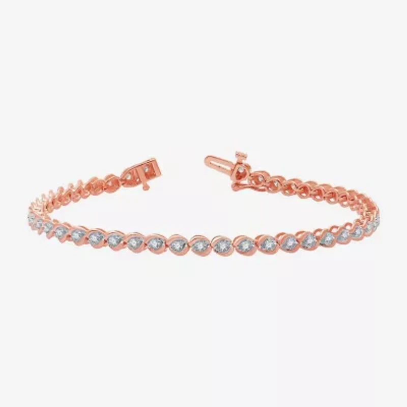 Womens 1 CT. T.W. Natural White Diamond 10K Rose Gold 7.5 Inch Tennis Bracelet