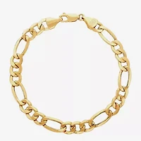 Mens 10K Gold 9 Inch Hollow Figaro Chain Bracelet
