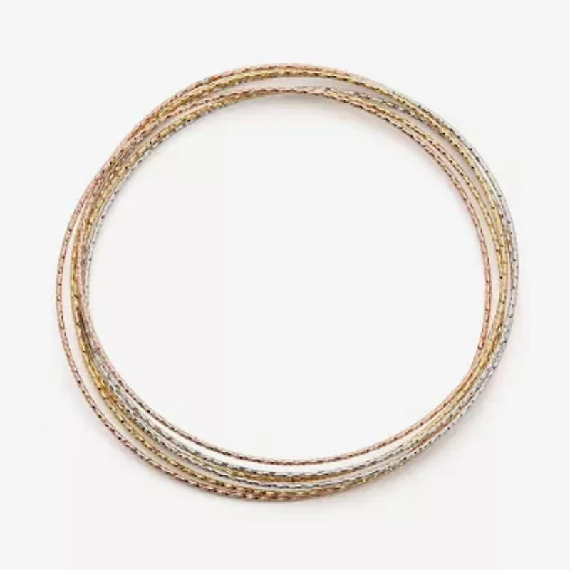 Made in Italy Womens 14K Tri-Color Gold Over Silver Bangle Bracelet
