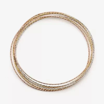 Made in Italy Womens 14K Tri-Color Gold Over Silver Bangle Bracelet