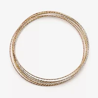 Made in Italy Womens 14K Tri-Color Gold Over Silver Bangle Bracelet
