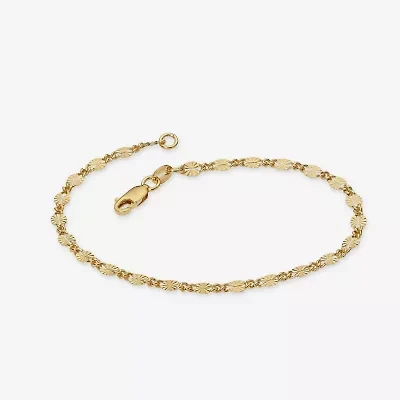 Made in Italy Womens 24K Gold Over Silver Sterling Silver Solid 7.5 Inch Link Bracelet
