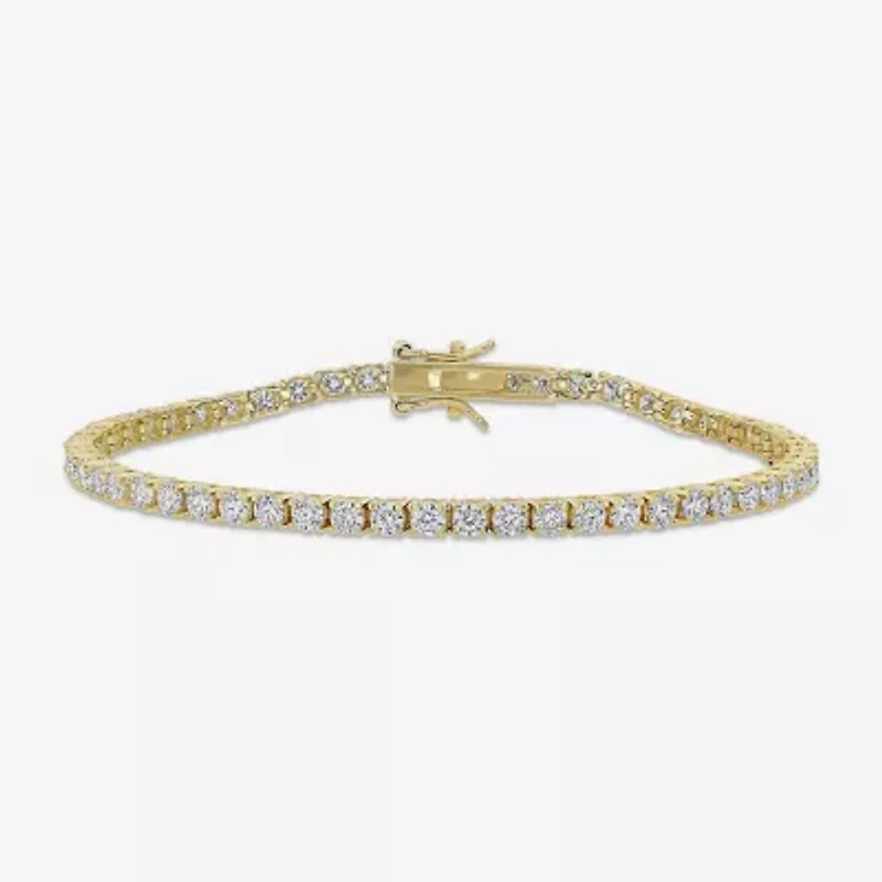 Womens 5 CT. T.W. Lab Created White Moissanite 18K Gold Over Silver Tennis Bracelet