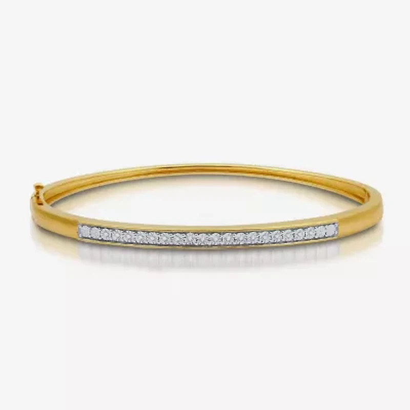 Womens 1/10 CT. T.W. Natural White Diamond 14K Gold Over Silver Bangle Bracelet