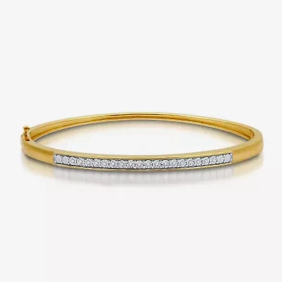 Womens 1/10 CT. T.W. Natural White Diamond 14K Gold Over Silver Bangle Bracelet