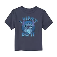 Disney Collection Toddler Boys Crew Neck Short Sleeve Regular Fit Lilo & Stitch Graphic T-Shirt