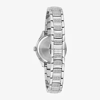 Bulova Crystal Womens Crystal Accent Silver Tone Stainless Steel Bracelet Watch 96l311