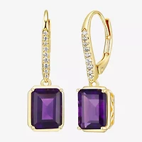 Gemstone 18K Gold Over Silver Drop Earrings