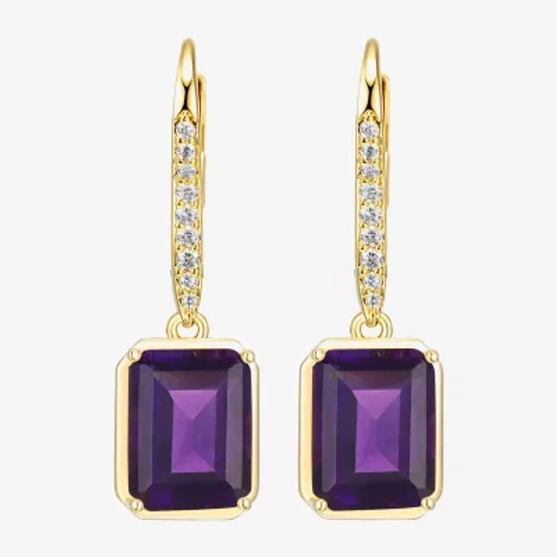 Gemstone 18K Gold Over Silver Drop Earrings