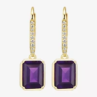 Gemstone 18K Gold Over Silver Drop Earrings