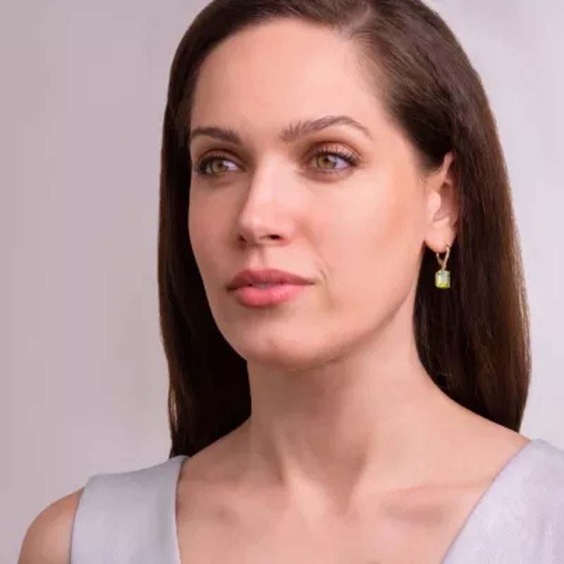 Gemstone 18K Gold Over Silver Drop Earrings