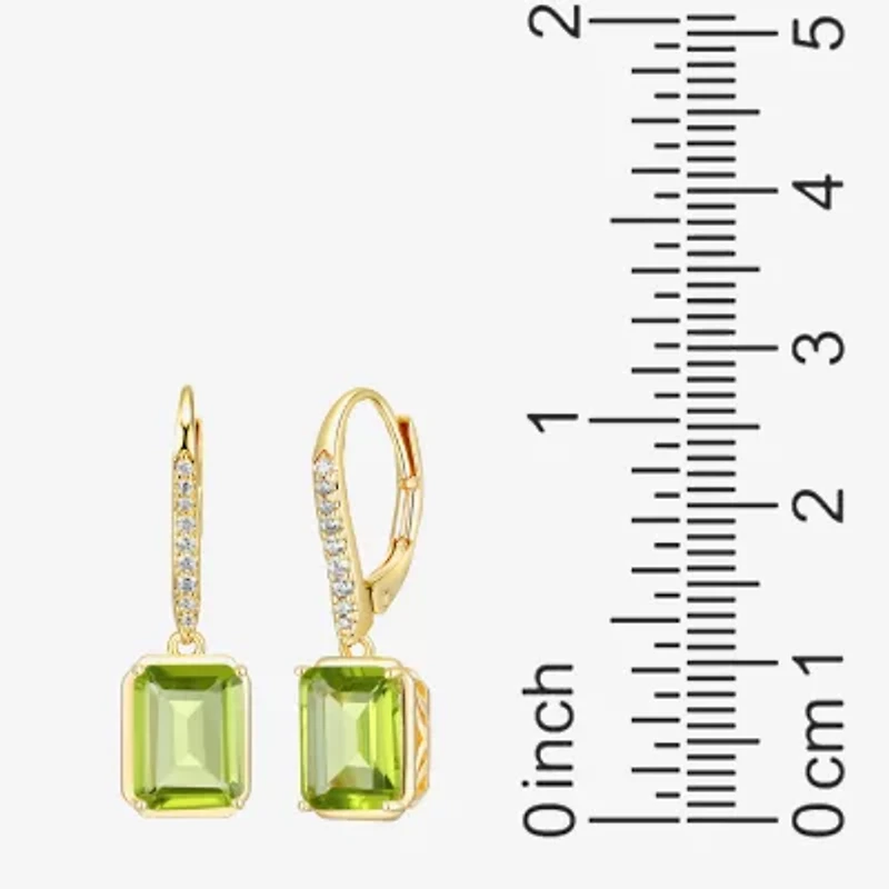 Gemstone 18K Gold Over Silver Drop Earrings