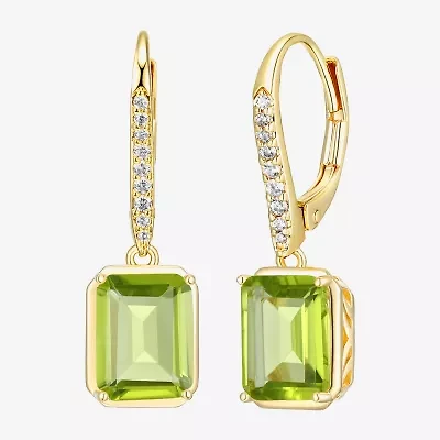 Gemstone 18K Gold Over Silver Drop Earrings