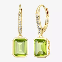 Gemstone 18K Gold Over Silver Drop Earrings